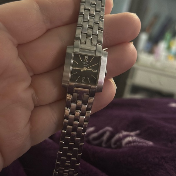 Tissot 1853 Square Ladies Steel Quartz Watch with Black Dial